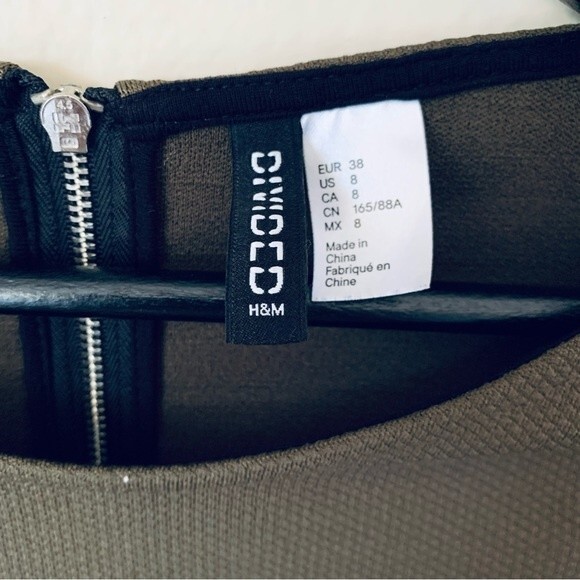 H&M Forest Green & Black Cocktail Date Night Bodycon Ribbed Mini Dress | Size: 8 - Picture 14 of 14